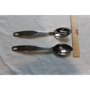2 Oneida 18/8 Stainless Steel Serving Spoons 10" Heavy Duty Flatware